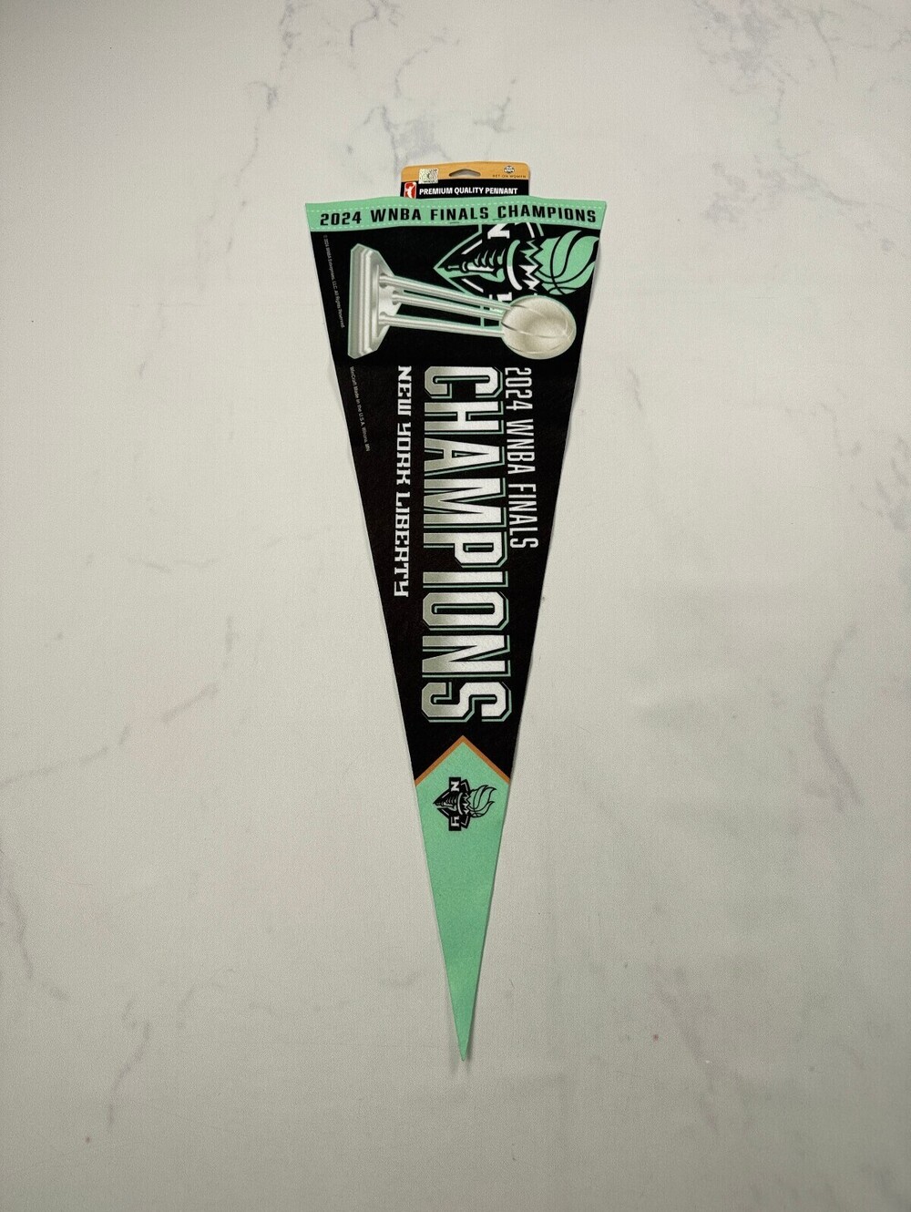 New York Liberty WNBA Finals 2024 Champions Pennant Turquoise Current